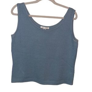 ST. JOHN Santana Knit Light Blue Scoop Neck Tank Top Women’s Size M